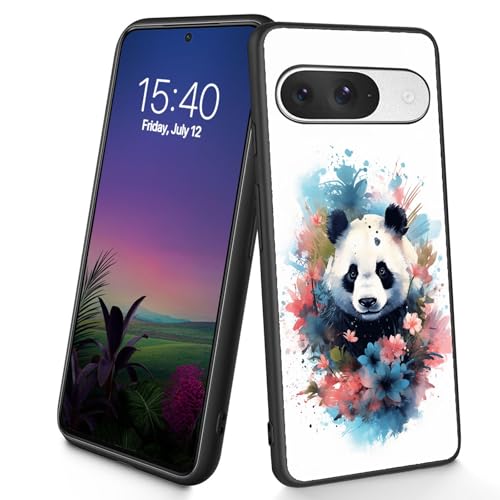 Bxgolkgd Schutzhülle für Pixel 9, dünn, weiches TPU-Silikon, stoßfest, rutschfest, für Google Pixel 9 2024, 16 cm (6,3 Zoll), niedliche Pandas von Bxgolkgd