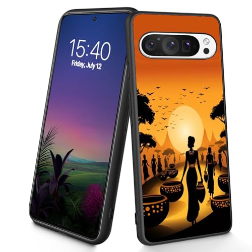 Bxgolkgd Schutzhülle für Pixel 9 Pro XL, dünn, weiches TPU-Silikon, stoßfest, rutschfest, für Google Pixel 9 Pro XL 2024, 17,3 cm (6,8 Zoll), afrikanische Frauen von Bxgolkgd