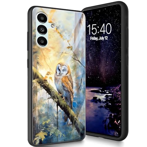 Bxgolkgd Schutzhülle für Samsung Galaxy A54 5G 16,5 cm (6,5 Zoll) 2023, gehärtetes Glas, Rückseite aus Silikon, TPU, stoßfest, kratzfest, Aquarell-Eule von Bxgolkgd