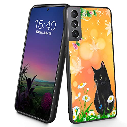 Bxgolkgd Schutzhülle für Samsung Galaxy S22 2022, 15,5 cm (6,1 Zoll), dünn, weiches TPU-Silikon, stoßfest, rutschfest, schwarze Katze von Bxgolkgd