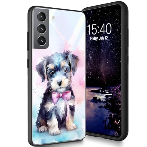Bxgolkgd Schutzhülle für Samsung Galaxy S22 Plus 16,8 cm (6,6 Zoll) 2022, gehärtetes Glas, Rückseite aus Silikon, TPU, stoßfest, kratzfest, niedlicher Hund von Bxgolkgd