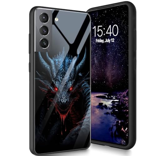 Bxgolkgd Schutzhülle für Samsung Galaxy S23 Plus 16,8 cm (6,6 Zoll) 2023, gehärtetes Glas, Rückseite aus Silikon, TPU, stoßfest, kratzfest, Drache von Bxgolkgd