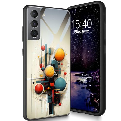 Bxgolkgd Schutzhülle für Samsung Galaxy S23 Plus 16,8 cm (6,6 Zoll) 2023, gehärtetes Glas, Rückseite aus Silikon, TPU, stoßfest, kratzfest, abstrakte geometrische Formen von Bxgolkgd