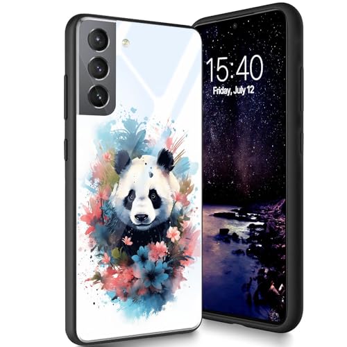 Bxgolkgd Schutzhülle für Samsung Galaxy S23 Plus 16,8 cm (6,6 Zoll) 2023, gehärtetes Glas, Rückseite aus Silikon, TPU, stoßfest, kratzfest, niedliche Pandas von Bxgolkgd