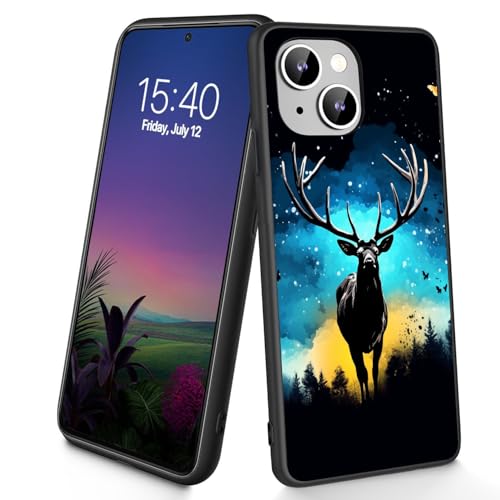 Bxgolkgd Schutzhülle für iPhone 11, dünn, weiches TPU-Silikon, stoßfest, rutschfest, für Apple iPhone 11 2019, 15,5 cm (6,1 Zoll), Sternennacht, Hirsch von Bxgolkgd