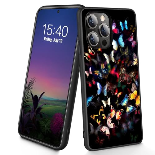 Bxgolkgd Schutzhülle für iPhone 14 Pro, dünn, weiches TPU-Silikon, stoßfest, rutschfest, für Apple iPhone 14 Pro 2022, 15,5 cm (6,1 Zoll), bunter Schmetterling von Bxgolkgd