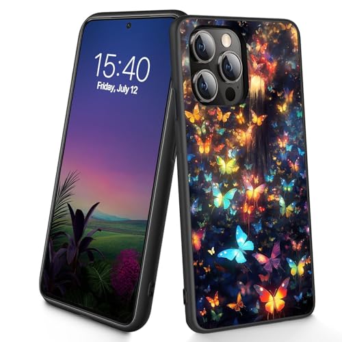 Bxgolkgd Schutzhülle für iPhone 14 Pro, dünn, weiches TPU-Silikon, stoßfest, rutschfest, für Apple iPhone 14 Pro 2022, 15,5 cm (6,1 Zoll), leuchtender Schmetterling von Bxgolkgd