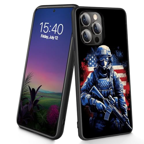 Bxgolkgd Schutzhülle für iPhone 14 Pro Max, dünn, weiches TPU-Silikon, stoßfest, rutschfest, Schutzhülle für Apple iPhone 14 Pro Max 2022, 17 cm (6,7 Zoll), amerikanische Flagge, amerikanischer Soldat von Bxgolkgd