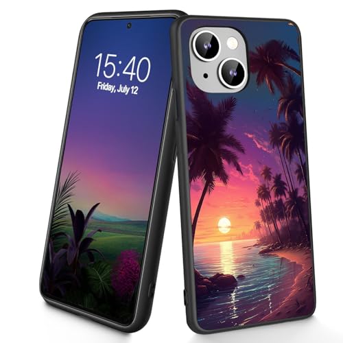 Bxgolkgd Schutzhülle für iPhone 15, dünn, weiches TPU-Silikon, stoßfest, rutschfest, für Apple iPhone 15 2023, 15,5 cm (6,1 Zoll), Strandpalmen von Bxgolkgd