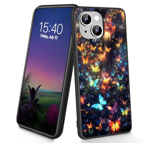 Bxgolkgd Schutzhülle für iPhone 15, dünn, weiches TPU-Silikon, stoßfest, rutschfest, für Apple iPhone 15 2023, 15,5 cm (6,1 Zoll), leuchtender Schmetterling von Bxgolkgd