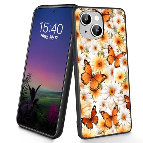 Bxgolkgd Schutzhülle für iPhone 15 Plus, dünn, weiches TPU-Silikon, stoßfest, rutschfest, für Apple iPhone 15 Plus 2023, 17 cm (6,7 Zoll), Schmetterlings-Blume von Bxgolkgd