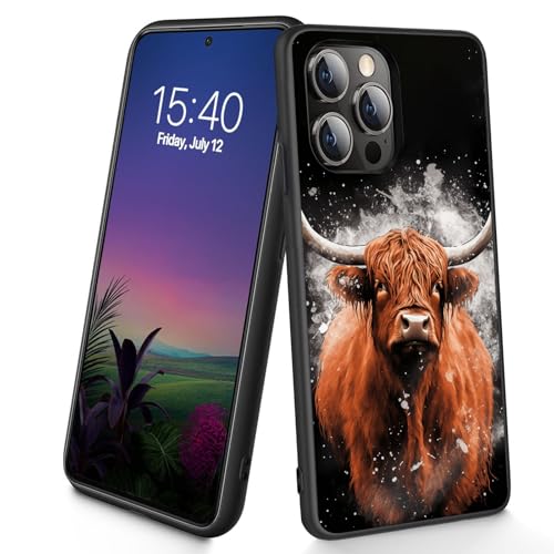 Bxgolkgd Schutzhülle für iPhone 15 Pro, dünn, weiches TPU-Silikon, stoßfest, rutschfest, für Apple iPhone 15 Pro 2023, 15,5 cm (6,1 Zoll), Hochlandkuh von Bxgolkgd