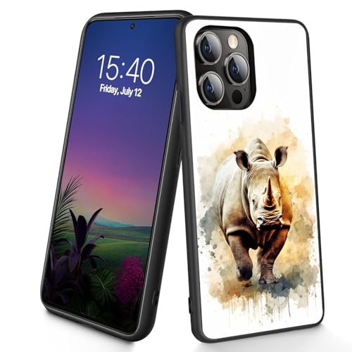 Bxgolkgd Schutzhülle für iPhone 15 Pro, dünn, weiches TPU-Silikon, stoßfest, rutschfest, für Apple iPhone 15 Pro 2023, 15,5 cm (6,1 Zoll), Nashorn von Bxgolkgd