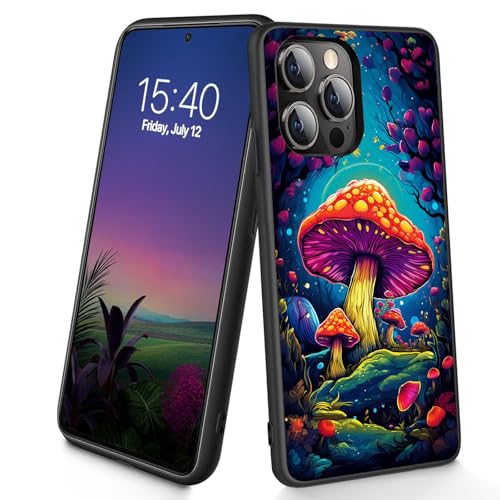 Bxgolkgd Schutzhülle für iPhone 15 Pro Max, dünn, weiches TPU-Silikon, stoßfest, rutschfest, für Apple iPhone 15 Pro Max 2023, 17 cm (6,7 Zoll), bunter Pilz von Bxgolkgd