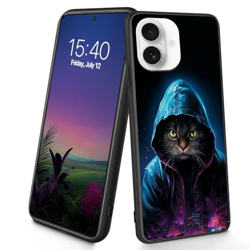 Bxgolkgd Schutzhülle für iPhone 16, dünn, weiches TPU-Silikon, stoßfest, rutschfest, für Apple iPhone 16 2024, 15,5 cm (6,1 Zoll), lustige Katze von Bxgolkgd