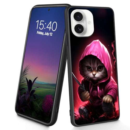 Bxgolkgd Schutzhülle für iPhone 16 Plus, dünn, weiches TPU-Silikon, stoßfest, rutschfest, für Apple iPhone 16 Plus 2024, 17 cm (6,7 Zoll), niedliche Katze von Bxgolkgd