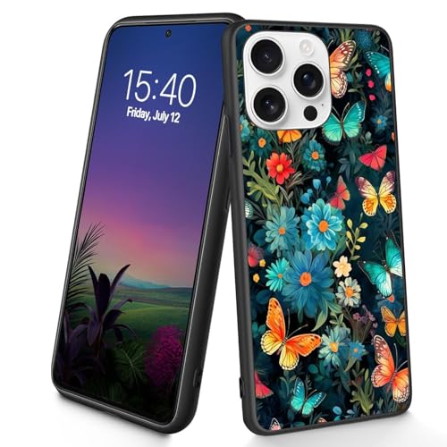 Bxgolkgd Schutzhülle für iPhone 16 Pro, dünn, weiches TPU-Silikon, stoßfest, rutschfest, für Apple iPhone 16 Pro 2024, 16 cm (6,3 Zoll), Blumen- und Schmetterling-Design von Bxgolkgd
