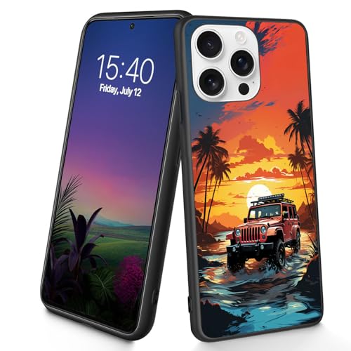 Bxgolkgd Schutzhülle für iPhone 16 Pro, dünn, weiches TPU-Silikon, stoßfest, rutschfest, für Apple iPhone 16 Pro 2024, 16 cm (6,3 Zoll), Strandauto von Bxgolkgd