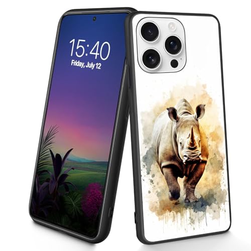 Bxgolkgd Schutzhülle für iPhone 16 Pro Max, dünn, weich, TPU-Silikon, stoßfest, rutschfest, für Apple iPhone 16 Pro Max 2024, 17,5 cm (6,9 Zoll), Nashorn von Bxgolkgd