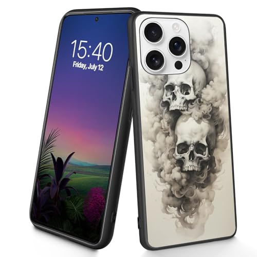 Bxgolkgd Schutzhülle für iPhone 16 Pro Max, dünn, weiches TPU-Silikon, stoßfest, rutschfest, für Apple iPhone 16 Pro Max 2024, 17,5 cm (6,9 Zoll), Rauchschädel von Bxgolkgd