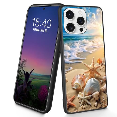 Bxgolkgd Schutzhülle für iPhone 16 Pro Max, dünn, weiches TPU-Silikon, stoßfest, rutschfest, für Apple iPhone 16 Pro Max 2024, 17,5 cm (6,9 Zoll), Strandmuschel Seestern von Bxgolkgd