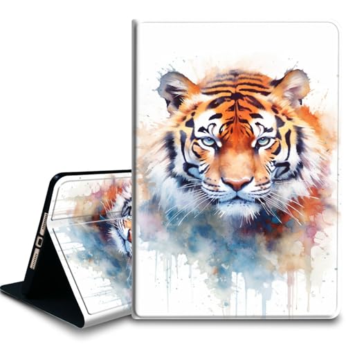 Bxgolkgd Tablet-Schutzhülle für iPad 10,2 Zoll (9./8./7. Generation, 2021/2020/2019), stoßfeste Standhülle mit Wärmeableitung, automatische Wake-/Sleep-Funktion, Aquarell-Tiger von Bxgolkgd