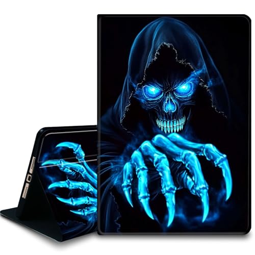 Bxgolkgd Tablet-Schutzhülle für iPad 10,2 Zoll (9. / 8. / 7. Generation, 2021 / 2020 / 2019), stoßfeste Standhülle mit Wärmeableitung, automatische Wake-/Sleep-Funktion, Totenkopf-Zauberer von Bxgolkgd