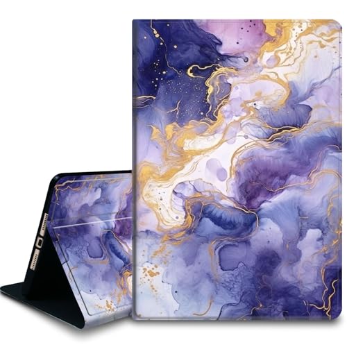 Bxgolkgd Tablet-Schutzhülle für iPad 24,6 cm (9,7 Zoll) (Modell 2017/2018, 5. / 6. Generation), stoßfeste Standhülle mit Wärmeableitung, automatische Wake-/Sleep-Funktion, blau-goldener Marmor von Bxgolkgd