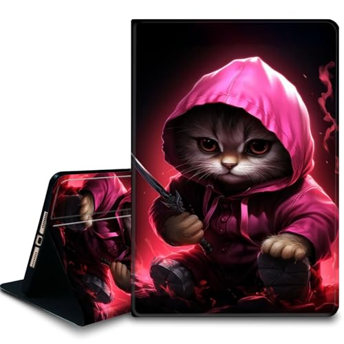 Bxgolkgd Tablet-Schutzhülle für iPad 24,6 cm (9,7 Zoll) (Modell 2017/2018, 5. / 6. Generation), stoßfeste Standhülle mit Wärmeableitung, automatische Wake-/Sleep-Funktion, niedliche Katze von Bxgolkgd