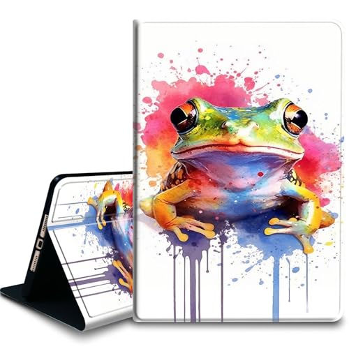 Bxgolkgd Tablet-Schutzhülle für iPad 26,7 cm (10,5 Zoll) (iPad Air 3. 2019/iPad Pro 2017), stoßfeste Standhülle mit Wärmeableitung, automatische Wake-/Sleep-Funktion, Aquarell-Frosch von Bxgolkgd