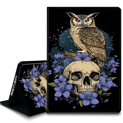 Bxgolkgd Tablet-Schutzhülle für iPad 26,7 cm (10,5 Zoll) (iPad Air 3. 2019/iPad Pro 2017), stoßfeste Standhülle mit Wärmeableitung, automatische Wake-/Sleep-Funktion, Eulenschädel von Bxgolkgd