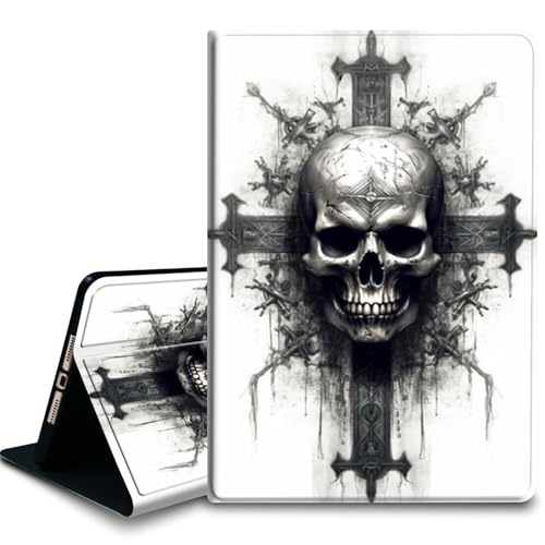 Bxgolkgd Tablet-Schutzhülle für iPad 26,7 cm (10,5 Zoll) (iPad Air 3. 2019/iPad Pro 2017), stoßfeste Standhülle mit Wärmeableitung, automatische Wake-/Sleep-Funktion, Kreuzschädel von Bxgolkgd