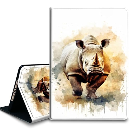 Bxgolkgd Tablet-Schutzhülle für iPad 26,7 cm (10,5 Zoll) (iPad Air 3. 2019/iPad Pro 2017), stoßfeste Standhülle mit Wärmeableitung, automatische Wake-/Sleep-Funktion, Nashorn von Bxgolkgd