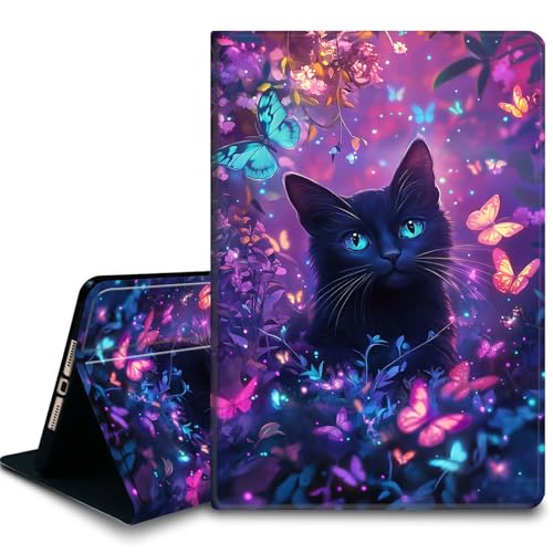 Bxgolkgd Tablet-Schutzhülle für iPad 26,7 cm (10,5 Zoll) (iPad Air 3. 2019/iPad Pro 2017), stoßfeste Standhülle mit Wärmeableitung, automatische Wake-/Sleep-Funktion, Schmetterling und Katze von Bxgolkgd
