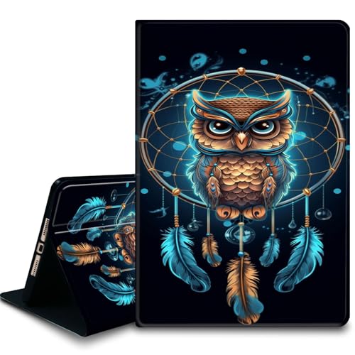 Bxgolkgd Tablet-Schutzhülle für iPad 26,7 cm (10,5 Zoll) (iPad Air 3. 2019/iPad Pro 2017), stoßfeste Standhülle mit Wärmeableitung, automatische Wake-/Sleep-Funktion, Traumfänger-Eule von Bxgolkgd