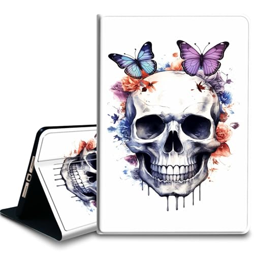 Bxgolkgd Tablet-Schutzhülle für iPad 5. Generation, iPad Pro 27,9 cm (11 Zoll) (M4) 2024, stoßfeste Standhülle mit Wärmeableitung, automatische Wake-/Sleep-Funktion, Schmetterlings-Totenkopf von Bxgolkgd