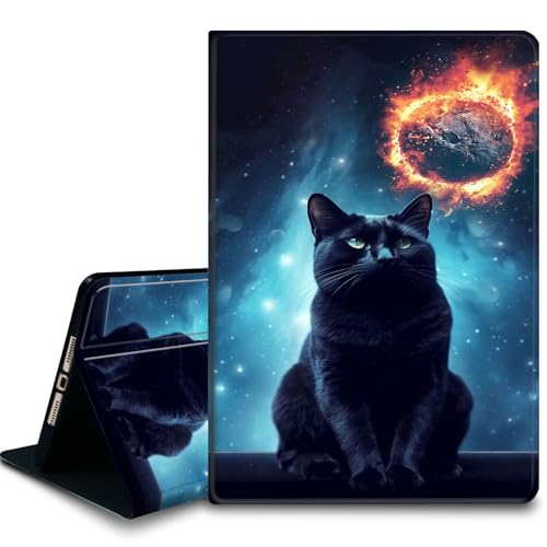 Bxgolkgd Tablet-Schutzhülle für iPad Air 13 Zoll M2 2024, iPad Pro 12,9 Zoll (6. / 5. / 4. / 3. Generation), stoßfeste Standhülle mit Wärmeableitung, automatische Wake-/Sleep-Funktion, schwarze Katze von Bxgolkgd