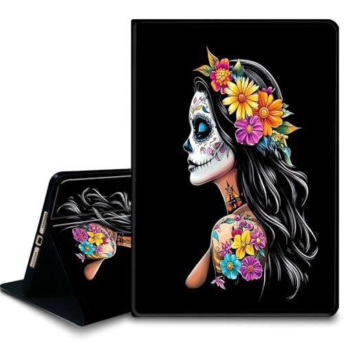 Bxgolkgd Tablet-Schutzhülle für iPad Pro 33 cm (13 Zoll), iPad 7. Generation 2024, stoßfeste Standhülle mit Wärmeableitung, automatische Wake-/Sleep-Funktion, Tag der Toten Mädchen Kunst von Bxgolkgd