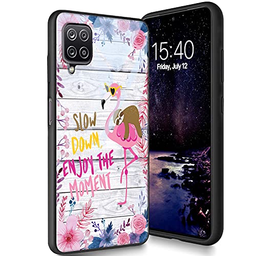 Schutzhülle aus gehärtetem Glas, entworfen für Galaxy A22 4G, weiches Silikon, TPU, kratzfest, kompatibel mit Samsung Galaxy A22 4G 6,4 Zoll (2022), Faultier und Flamingo von Bxgolkgd