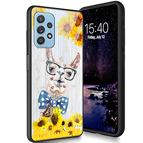 Schutzhülle aus gehärtetem Glas, entworfen für Galaxy A23, weiches Silikon, TPU, kratzfest, kompatibel mit Samsung Galaxy A23 16,8 cm (6,6 Zoll), Sonnenblumen-Alpaka von Bxgolkgd