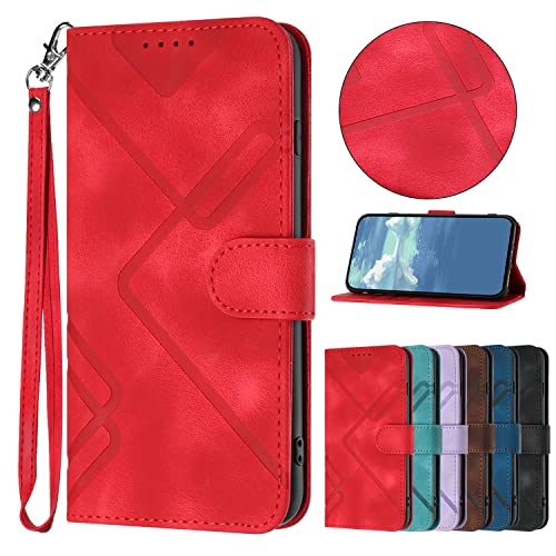 Bxithnr® Handyhülle für Google Pixel 7, Premium Leder Handy Klappbare Stoßfeste Brieftasche Flip Case Cover [Standfunktion] [Kartenfächern] Schutzhülle Tasche für Google Pixel 7 Hülle - Rot von Bxithnr