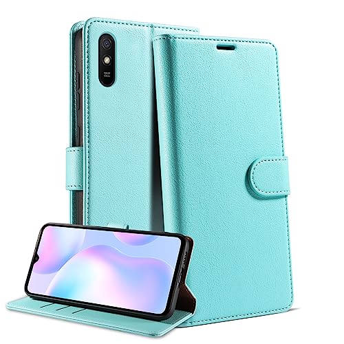 Bxithnr® Handyhülle für Redmi 9A/ Redmi 9AT/ Redmi 9i Hülle mit [RFID Schutz] Premium PU Leder Klapphülle Brieftasche Kartenfach Ständer Magnet Etui Handytasche Case Schutzhülle für Redmi 9A, Grün von Bxithnr