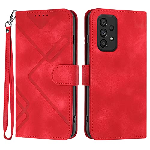 Bxithnr® Handyhülle für Samsung Galaxy A23 5G/4G, Samsung Galaxy M23 5G Hülle, Premium Leder Handy Klappbare Stoßfeste Flipcase Cover [Standfunktion] [Kartenfächern] Schutzhülle Tasche - Rot von Bxithnr