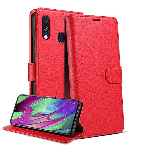 Bxithnr® Handyhülle für Samsung Galaxy A40 Hülle mit [RFID Schutz] Premium PU Leder Klapphülle Brieftasche Kartenfach Ständer Magnet Etui Handytasche Case Schutzhülle für Samsung A40, Rot von Bxithnr