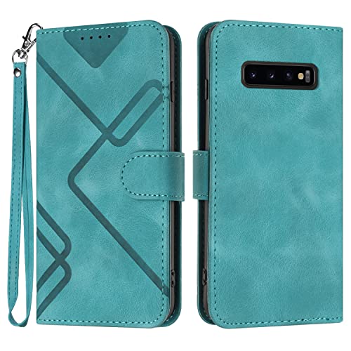 Bxithnr® Handyhülle für Samsung Galaxy S10, Samsung S10 Hülle, Premium Leder Handy Klappbare Stoßfeste Brieftasche Flipcase Cover Magnetic Stander Schutzhülle Tasche für Samsung Galaxy S10 - Grün von Bxithnr