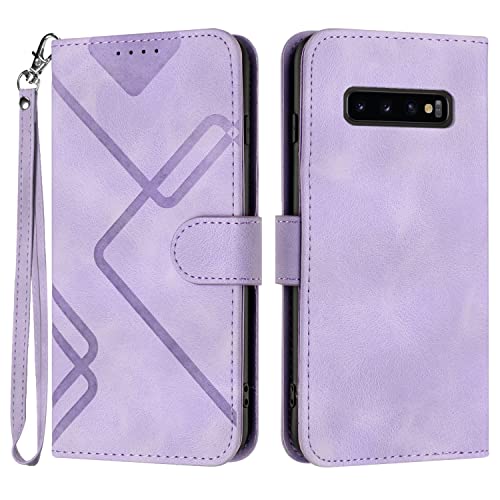 Bxithnr® Handyhülle für Samsung Galaxy S10, Samsung S10 Hülle, Premium Leder Handy Klappbare Stoßfeste Brieftasche Flipcase Cover Magnetic Stander Schutzhülle Tasche für Samsung Galaxy S10 - Lila von Bxithnr
