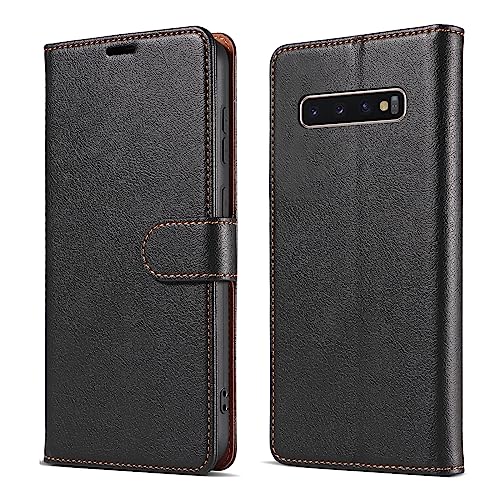 Bxithnr® Handyhülle für Samsung Galaxy S10 Hülle mit [RFID Schutz] Premium PU Leder Klapphülle Brieftasche Kartenfach Ständer Magnet Etui Handytasche Case Schutzhülle für Samsung S10, Schwarz von Bxithnr