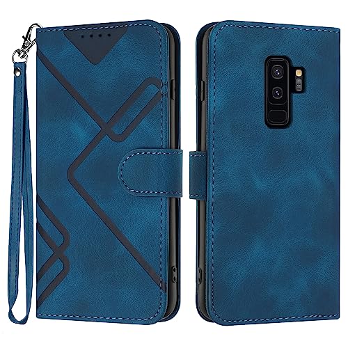 Bxithnr® Handyhülle für Samsung Galaxy S9 Plus, Samsung S9 Plus Hülle, Premium Leder Handy Klappbare Stoßfeste Brieftasche Magnetic Stander Flipcase Cover Schutzhülle für Galaxy S9 Plus - Blau von Bxithnr