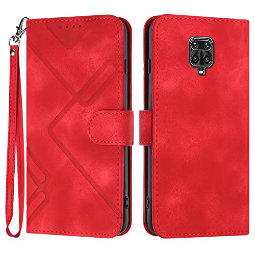 Bxithnr® Handyhülle für Xiaomi Redmi Note 9 Pro/Redmi Note 9S Hülle, Premium Leder Handy Klappbare Stoßfeste Brieftasche Flipcase Cover [Standfunktion] [Kartenfächern] Schutzhülle Tasche - Rot von Bxithnr