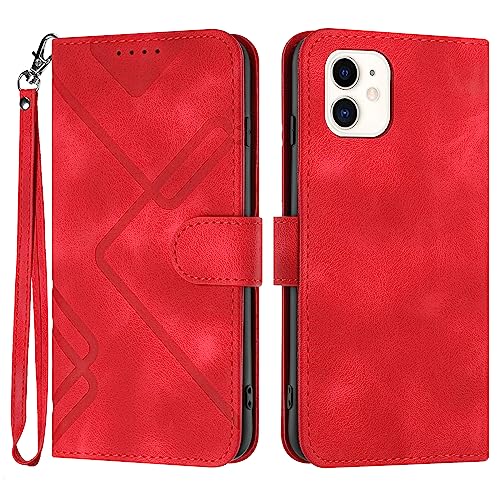 Bxithnr® Handyhülle für iPhone 11, Premium Leder Handy Klappbare Stoßfeste Wallet Flip Case Cover [Standfunktion] [Kartenfächern] Schutzhülle Tasche für iPhone 11 Hülle - Rot von Bxithnr